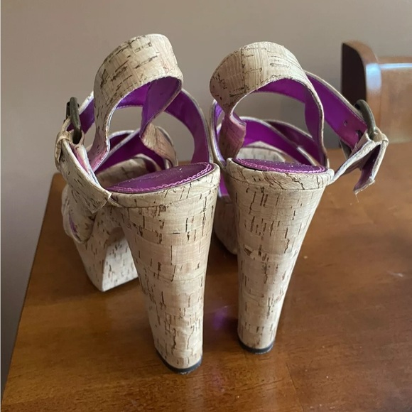Enzo Angiolini Danicio Sandals Wood Block Platform Heels 7.5 - Picture 4 of 6